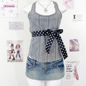 Hollister Y2K Gray Eyelet Racerback Tank Top